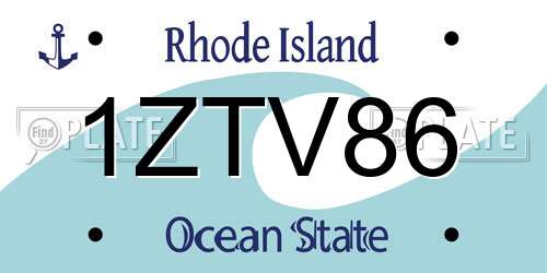 1ZTV86 Rhode Island License Plate