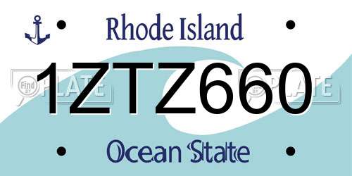 1ZTZ660 Rhode Island License Plate