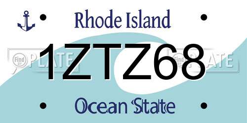 1ZTZ68 Rhode Island License Plate