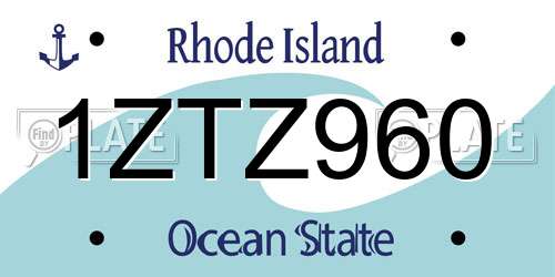 1ZTZ960 Rhode Island License Plate
