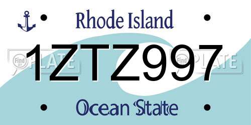1ZTZ997 Rhode Island License Plate