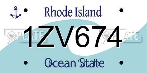 1ZV674 Rhode Island License Plate