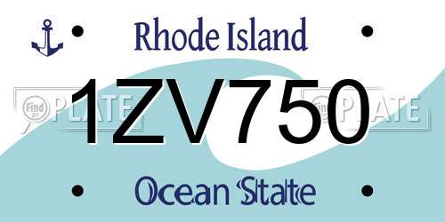 1ZV750 Rhode Island License Plate