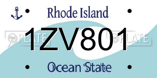 1ZV801 Rhode Island License Plate