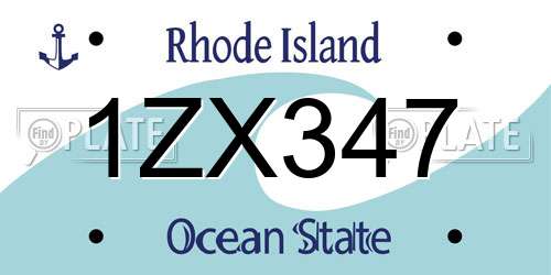 1ZX347 Rhode Island License Plate