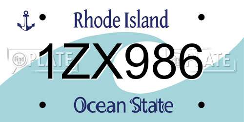 1ZX986 Rhode Island License Plate