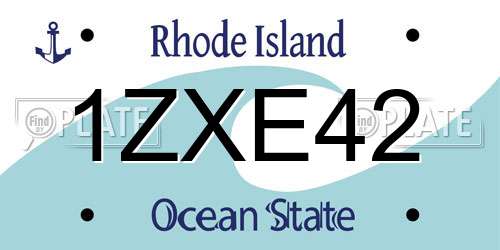 1ZXE42 Rhode Island License Plate