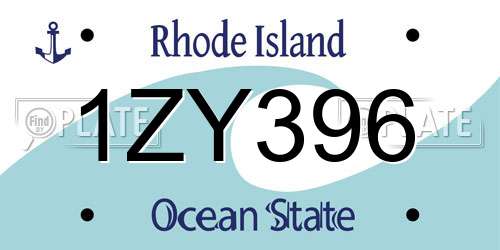 1ZY396 Rhode Island License Plate