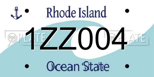 1ZZ004 Rhode Island License Plate