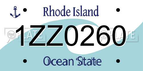 1ZZ0260 Rhode Island License Plate