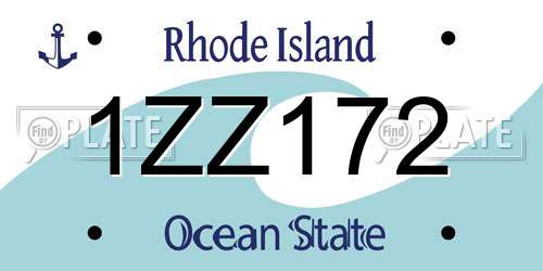 1ZZ172 Rhode Island License Plate
