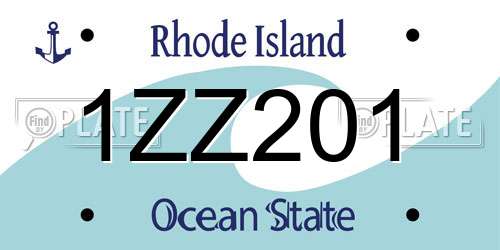 1ZZ201 Rhode Island License Plate
