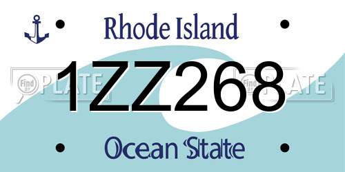 1ZZ268 Rhode Island License Plate