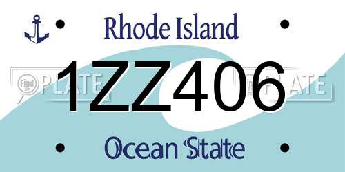 1ZZ406 Rhode Island License Plate