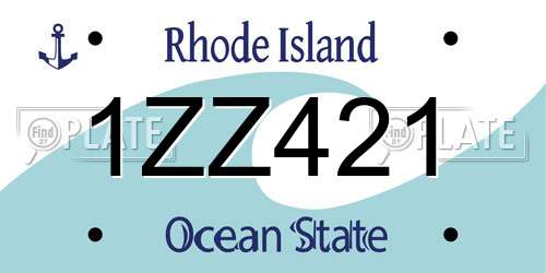 1ZZ421 Rhode Island License Plate