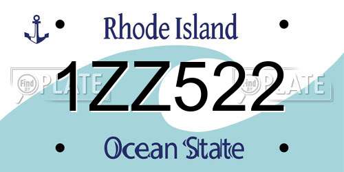 1ZZ522 Rhode Island License Plate