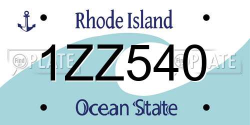 1ZZ540 Rhode Island License Plate