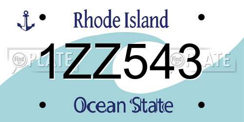 1ZZ543 Rhode Island License Plate