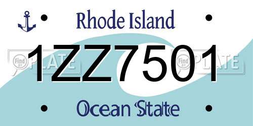 1ZZ7501 Rhode Island License Plate