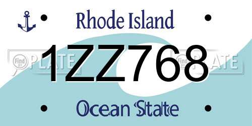 1ZZ768 Rhode Island License Plate