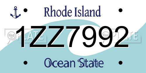 1ZZ7992 Rhode Island License Plate