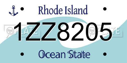 1ZZ8205 Rhode Island License Plate