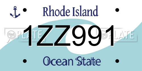 1ZZ991 Rhode Island License Plate