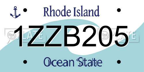 1ZZB205 Rhode Island License Plate