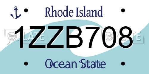 1ZZB708 Rhode Island License Plate