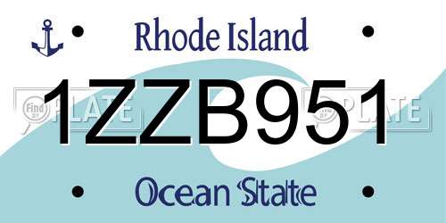 1ZZB951 Rhode Island License Plate