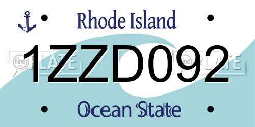 1ZZD092 Rhode Island License Plate