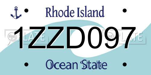 1ZZD097 Rhode Island License Plate