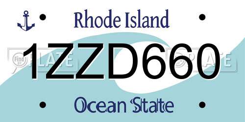 1ZZD660 Rhode Island License Plate