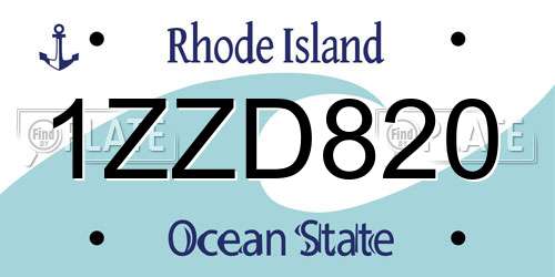 1ZZD820 Rhode Island License Plate