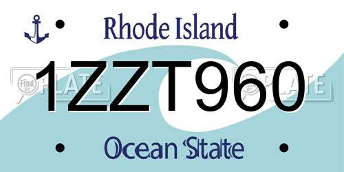 1ZZT960 Rhode Island License Plate