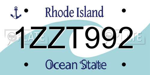 1ZZT992 Rhode Island License Plate