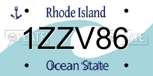 1ZZV86 Rhode Island License Plate