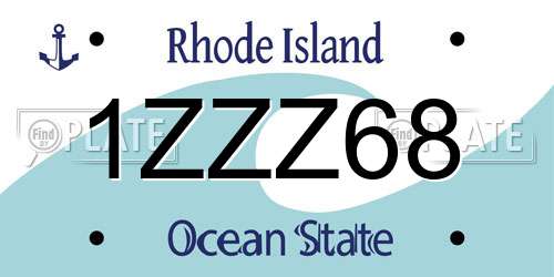 1ZZZ68 Rhode Island License Plate