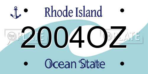 2004OZ Rhode Island License Plate