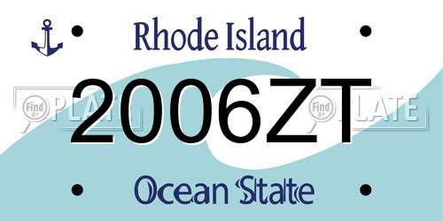 2006ZT Rhode Island License Plate