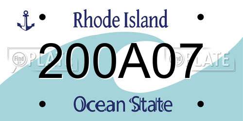 200A07 Rhode Island License Plate