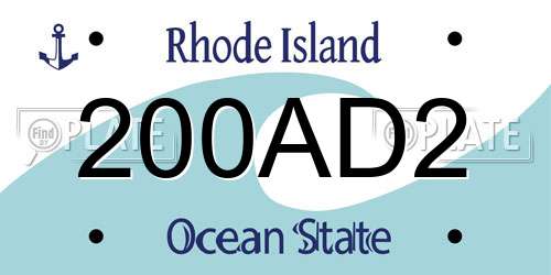 200AD2 Rhode Island License Plate