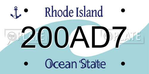 200AD7 Rhode Island License Plate