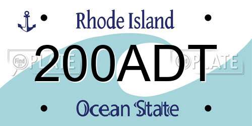 200ADT Rhode Island License Plate