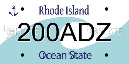 200ADZ Rhode Island License Plate
