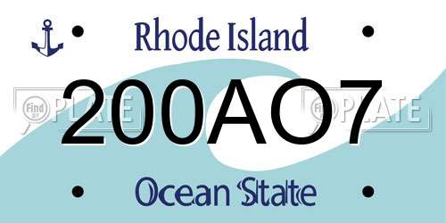 200AO7 Rhode Island License Plate