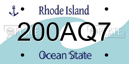 200AQ7 Rhode Island License Plate