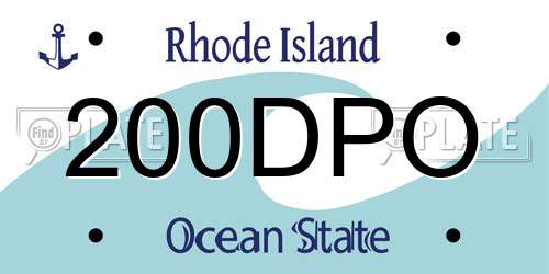 200DPO Rhode Island License Plate