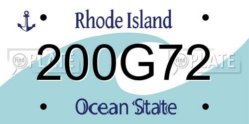 200G72 Rhode Island License Plate