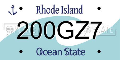 200GZ7 Rhode Island License Plate